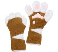Fopytu Cute Furry Plush Gloves Halloween Cosplay Full Finger Gloves Furry Animal Claws Long Claw Role Playing Party Props