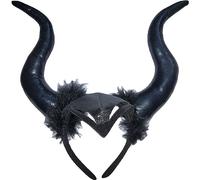 Fopytu Devil Horns Headband, Gothic Black Horns Maleficent Horns Headband Hairbands for Halloween Costume Cosplay Party Prop