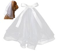 Fopytu Dog Wedding Veil Bow Headdress Dog Bride Costume Pet Cat Wedding Veil Hair Accessories for Small Medium Large Pet