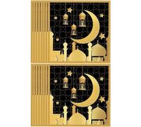 Fopytu Eid Mubarak Napkins 16pcs Ramadan Decorative Paper Napkins Cocktail Napkins for Islamic Muslim Party Supplies