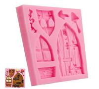 Fopytu Fairy Garden Gnome Cabin Door Window Mushroom Silicone Chocolate Fondant Molds Crafting Polymer Clay Cake Decorating Tool