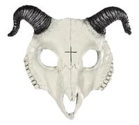 Fopytu Halloween Cosplay Props Pu 3d Goat Skull Mask Sheep Bone Skull Animal Masks for Masquerade Ball Carnival Party Decor
