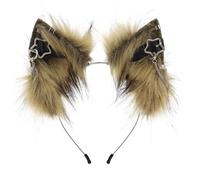 Fopytu Handmade Cat Ear Headband Cosplay Costume Party Cute Head Accessories for Halloween, Fluffy Cat Ears Headband Costume Hair Hoop