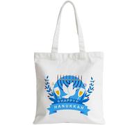 Fopytu Hanukkah Chanukah Canvas Tote Bag, Reusable Grocery Shopping Bag, Jewish Holiday Shoulder Bag Hanukkah Celebration Accessory Jewish Woman Shabbat Shalom