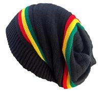 Fopytu Jamaica Hat Jamaican Rasta Hats Fashion Rasta Beanie Hat Winter Hats Ribbed Knitted Hat Peaked Cap Two Ring Ribbed Knit for Woman