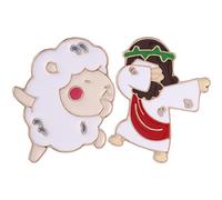 Fopytu Jesus Messiah and Goat Brooch Pin, Cartoon Jesus Lapel Pin Badges for Backpack Cloths Hats Decoration