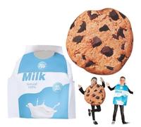 Fopytu Kids Milk Carton Box and Cookies Costume Halloween Food Outfit for Child Girls Boys Halloween Costumes Food Theme Costumes