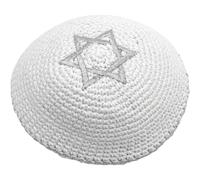 Fopytu Knitted Kippah with Star of David Embroidery for Men Boys and Kids Knitted Kippot and Single Hand-knit Kippas Kipa