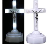 Fopytu Led Light Jesus Cross Christ Church Pray Ornaments the Lord Desk Lamps Religious Art Sculpture Home Jesus Gifts Room Home Decor