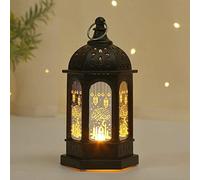 Fopytu Led Ramadan Lantern Decorative Table Lamp Retro Arab Night Light Battery Powered Festival Table Light for Muslim Home Decor