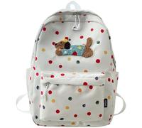 Fopytu Lightweight Dachshund Patterned Backpack with Polka Dots Large Capacity School Bag Leisure Campus Backpack Travel Bag