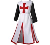 Fopytu Medieval Knight Costume Cosplay Robes Costume Templar Knight Crusader Tunic Long Sleeve Men's Knight Tops