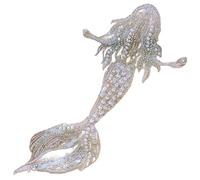 Fopytu Mermaid Patches Pearl Sequins Embroidered Iron on Sew on Patches Applique Motif for Clothing Jackets Hats Backpacks