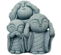 Fopytu Mini Buddha Statue Cute Monks Figurine Sandstone Smiling Buddah Sculptures Ornament for Feng Shui Home Office Desktop Decoration