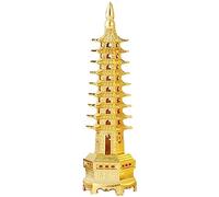 Fopytu Miniature Tower Ornament Feng Shui Alloy Antique Pagoda Chinese Style Tower Model for Office Home Desktop Decor