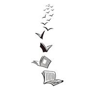 Fopytu Open Book Wall Stickers Vinyl Wall Decal Library Home Art Sticker Mural Room Poster Decor