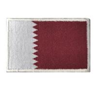 Fopytu Qatar Flag Badge Embroidery Applieque Army Military Hook and Loop Patches Qatar Flags Patches Shoulder Emblem