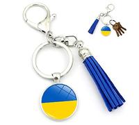 Fopytu Ukraine Flag Keychain with Tassel Pendant Charm Double Side Ukrainian Car Key Holder Key Chain Ring Bag Accessories