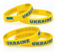 Fopytu Ukraine Silicone Wristband Bracelet, 4 Pcs Yellow Blue Ukrainian Flag Friendship Wristband Jewelry Gifts for Women Men