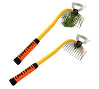 Fopytu Weeding Tool, 2 in 1 Hollow Hoe and Rake, Durable Garden Weeder, Hand Hoe Gardening Weeder Tool Weed Puller for Backyard Weeding Loosening