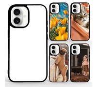 FOQENCCI 5 Piece Custom Phone Case Compatible for iPhone 16 Plus Sublimation Case with Blank Printable DIY Aluminum Hard PC Anti-Slip Bumper Protective Phone Cover Black