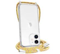 FOQENCCI for iPhone 12 Crossbody Case,Clear Phone Case for iPhone 12 Pro with Adjustable Lanyard Strap,Soft TPU + Hard PC Bumper Drop Protection Phone Cover Yellow Rainbow 6.1 inch