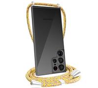 FOQENCCI for Samsung Galaxy S24 Ultra Lanyard Case,Galaxy S24 Ultra Clear Phone Case with Adjustable Crossbody Lanyard Strap,Soft TPU + Hard PC Anti-Scratch Drop Protection Phone Cover Yellow Rainbow