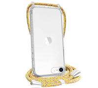 FOQENCCI Lanyard Phone Case for iPhone SE (3rd Gen&2nd Gen) Clear Phone Case for iPhone 7/8 with Adjustable Crossbody Strap,Soft TPU + Hard PC Bumper Slim Phone Cover - Yellow Rainbow