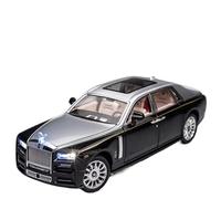For 1/24 Rolls-Royce Phantom Die-cast Model Car Simulation Luxury Sedan Zinc Alloy Pull Back Car Model Gift Collection(Black and Silver)