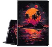 for 10.1" Amazon Kindle Fire HD 10 Tablet Case (13th Generation, 2023 Release), PU Leather Multi-Angle Anti Slide Stand Smart Cover Case with Auto Wake/Sleep,Tropical Island Palm Tree