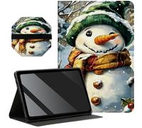 for 10.1" Fire HD 10 Tablet (Previous 9th /7th /5th Gen, 2019/2017/2015 Release), Slim PU Leather Multi-Angle Stand Smart Cover with Auto Wake/Sleep Plus 1 Screen Clean Pad, Xmas Snowman