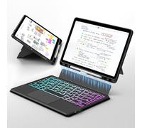 for 11 inch Samsung Galaxy Tab S11 2025 Keyboard Case: Rainbow Backlit Keyboard with Smart Touchpad | Auto Sleep/Wake Magnetic Detachable Keyboard Cover with S Pen Holder, Black