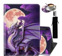 for 12.4 inch Samsung Galaxy Tab S8 Plus 2022/ Tab S7 FE 2021/ Tab S7 Plus 2020, with Coaster Adjustable Stand Auto Wake & Sleep Smart Cover - Purple Dragon Purple Moon (Pen Bag)