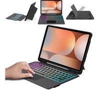 for 12.4 inch Samsung Galaxy Tab S9 FE+/S9+ Case with Detachable Keyboard : DIY 3-Zone 7 Colors Backlit Keyboard Cases with Touchpad - Tab S9 FE Plus/S9 Plus 12.4" Keyboard Case with S Pen Holder
