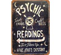 For 12×8 Metal Sign Psychic Readings $5 Tarot Cards Crystal Balls Vintage Wall Decor Art