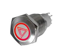 For 12V 3A Car Vehicle Red Led Light Emergency Hazard Warning Push Button Metal Toggle Switch Press 16Mm Stainless Steel Waterproof 5Pin