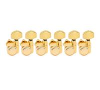 For 18:1 Ratio 2-Pin Full Sealed Locking Machine Head Tuner Tuning Peg Key with Hex Button for Fen-der Guitar(6 Pcs L Gold)