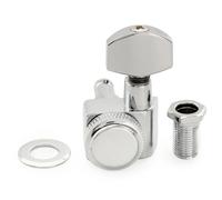 For 18:1 Ratio 2-Pin Full Sealed Locking Machine Head Tuner Tuning Peg Key with Hex Button for Fen-der Guitar(1 Pc L Chrome)