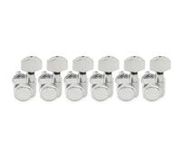For 18:1 Ratio 2-Pin Full Sealed Locking Machine Head Tuner Tuning Peg Key with Hex Button for Fen-der Guitar(6 Pcs L Chrome)