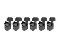For 18:1 Ratio 2-Pin Full Sealed Locking Machine Head Tuner Tuning Peg Key with Hex Button for Fen-der Guitar(6 Pcs L Black)