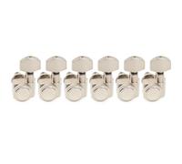 For 18:1 Ratio 2-Pin Full Sealed Locking Machine Head Tuner Tuning Peg Key with Hex Button for Fen-der Guitar(6 Pcs L Nickel)