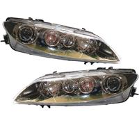 For 2006 2007 2008 Mazda 6 Halogen Projector Headlights Head Lamps Assembly w/DRL Driver and Passenger Side Black Housing Replaces GP7A510K0B GP7A510L0B