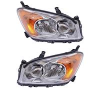 For 2009 2010 2021 2012 Toyota Rav4 Rav-4 Driver and Passenger Side Halogen Headlights Headlamps Assembly Replacement Chrome Housing Clear Lens