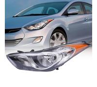 For 2011 2012 2013 Hyundai Elantra Halogen Left Driver Side Headlight Headlamp Assembly Replaces 92101-3Y000 Chrome Housing Clear Lens
