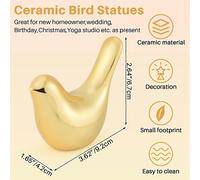 For 2pcs Golden Ceramic Bird Figurines Modern Ceramic Bird Statues Gold