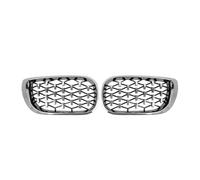 For 3 Series E46 325i 4-Door 2002 2003 2004 Diamonds Style Upper Grills Gloss Single Line Style Front Kidney Racing Grilles(K Diamond-Silver)