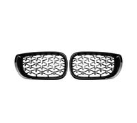 For 3 Series E46 325i 4-Door 2002 2003 2004 Diamonds Style Upper Grills Gloss Single Line Style Front Kidney Racing Grilles(Diamond-Chrome Blac)