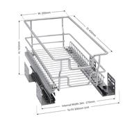 (for 300mm unit) Pull out Cabinet Wire Baskets Soft Close Runners