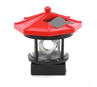 For 360 Degree Rotating Solar Garden Lighthouse, Waterproof Outdoor Decorative Revolving Light with Auto On Off, Dual Panel Fast Charge ABS Landscape Lamp for Yard Walkway(big red)