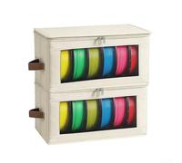 for 3D Printer Filament Storage Box 2 Pack Holds 12 Spools Water-Repellent Fabric with Zippered Lid Includes Desiccant Packs Foldable Organizer(beige)